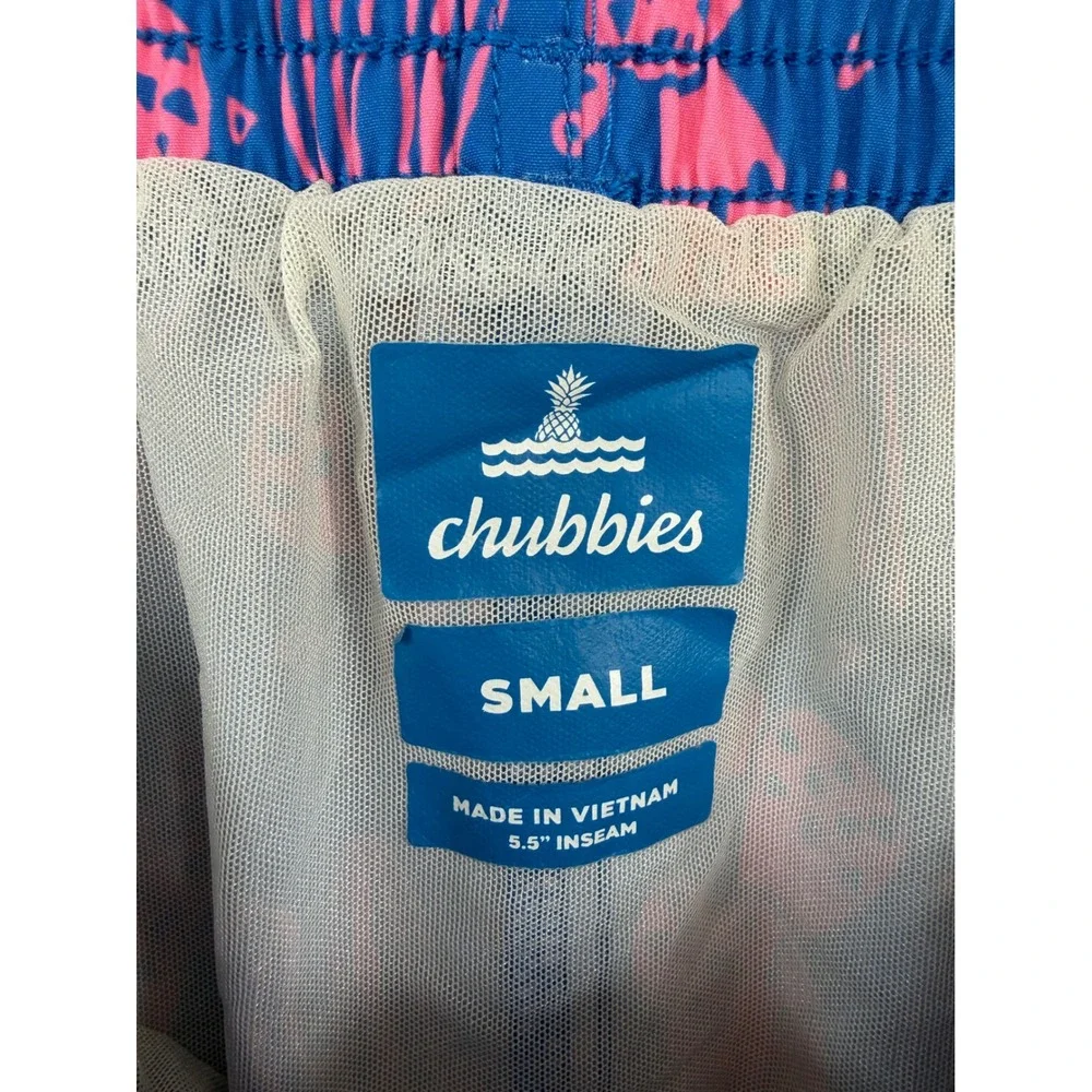 Chubbies Men Swim Trunk Blue Pink Cactu Print 5.5